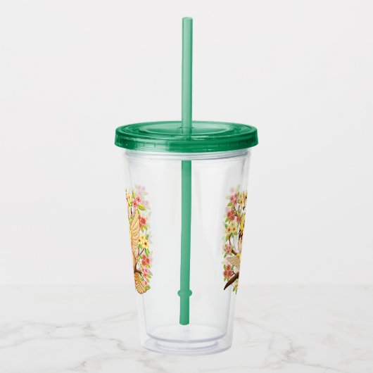 Schattigee en vrolijke vogels tussen de voorjaarsb acryl drinkbeker (Rechts)