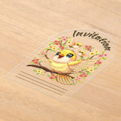 Schattigee en vrolijke vogels tussen de voorjaarsb acryl uitnodigingen (Laagn)