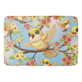 Schattigee en vrolijke vogels tussen de voorjaarsb badmat (Voorkant)