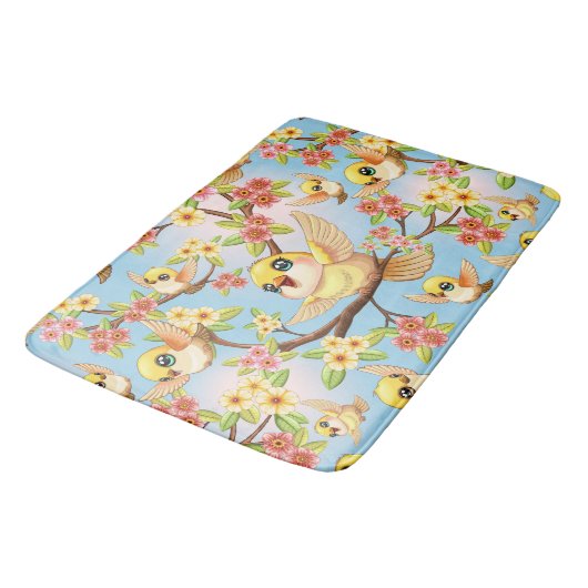 Schattigee en vrolijke vogels tussen de voorjaarsb badmat (Gekanteld)
