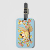 Schattigee en vrolijke vogels tussen de voorjaarsb bagagelabel (Voorkant (verticaal))