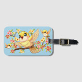 Schattigee en vrolijke vogels tussen de voorjaarsb bagagelabel (Voorkant (horizontaal))