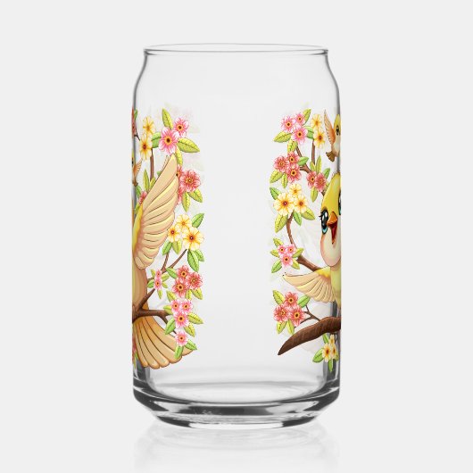 Schattigee en vrolijke vogels tussen de voorjaarsb blikvorm glas (Rechts)