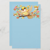 Schattigee en vrolijke vogels tussen de voorjaarsb briefpapier (Voorkant / Achterkant)