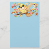 Schattigee en vrolijke vogels tussen de voorjaarsb briefpapier (Voorkant)