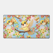 Schattigee en vrolijke vogels tussen de voorjaarsb bureaumat (Voorkant)