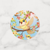 Schattigee en vrolijke vogels tussen de voorjaarsb confetti (Kleine voorkant)