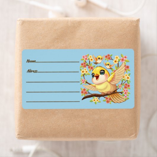 Schattigee en vrolijke vogels tussen de voorjaarsb etiket (Insitu)