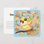 Schattigee en vrolijke vogels tussen de voorjaarsb feestdagenkaart (Voorkant / Achterkant)