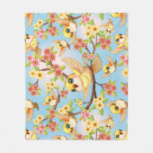 Schattigee en vrolijke vogels tussen de voorjaarsb fleece deken (Voorkant)
