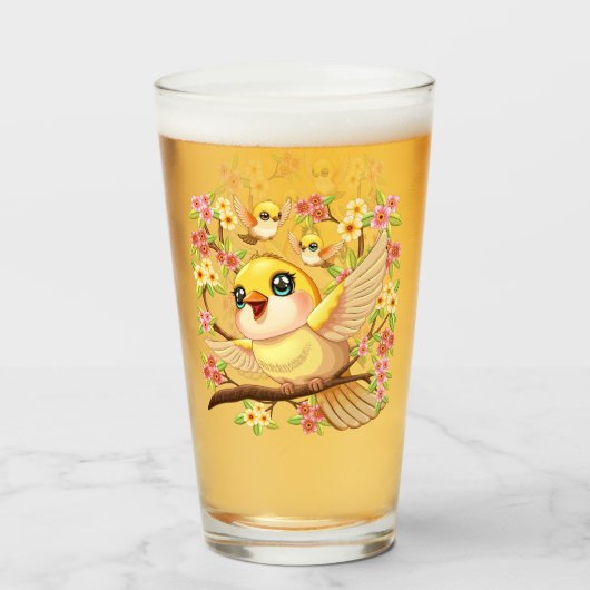 Schattigee en vrolijke vogels tussen de voorjaarsb glas (Voorkant gevuld)