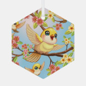 Schattigee en vrolijke vogels tussen de voorjaarsb glas ornament (Achterkant)