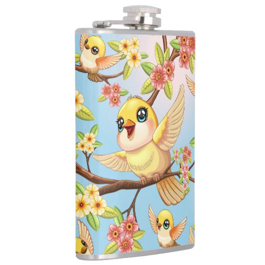 Schattigee en vrolijke vogels tussen de voorjaarsb heupfles (Rechts)