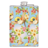 Schattigee en vrolijke vogels tussen de voorjaarsb heupfles (Achterkant)