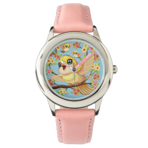 Schattigee en vrolijke vogels tussen de voorjaarsb horloge