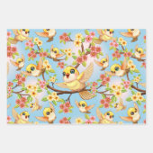 Schattigee en vrolijke vogels tussen de voorjaarsb inpakpapier vel (Voorkant 3)