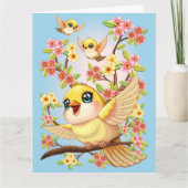 Schattigee en vrolijke vogels tussen de voorjaarsb kaart (Voorkant)