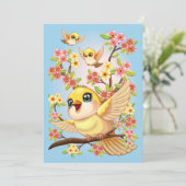 Schattigee en vrolijke vogels tussen de voorjaarsb kaart (Staand voorkant)