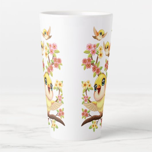 Schattigee en vrolijke vogels tussen de voorjaarsb latte mok (Voorkant)