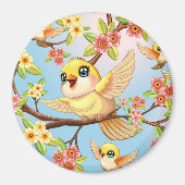 Schattigee en vrolijke vogels tussen de voorjaarsb magneet (Voorkant)