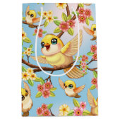 Schattigee en vrolijke vogels tussen de voorjaarsb medium cadeauzakje (Voorkant)