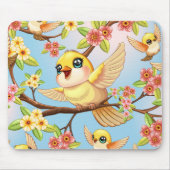 Schattigee en vrolijke vogels tussen de voorjaarsb muismat (Voorkant)
