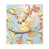 Schattigee en vrolijke vogels tussen de voorjaarsb notitieblok (Voorkant)