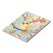 Schattigee en vrolijke vogels tussen de voorjaarsb notitieblok (Linkerzijde)