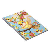 Schattigee en vrolijke vogels tussen de voorjaarsb notitieboek (Rechterzijde)