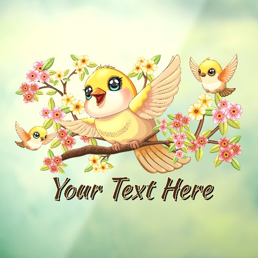 Schattigee en vrolijke vogels tussen de voorjaarsb raamsticker (Vel 3)