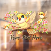 Schattigee en vrolijke vogels tussen de voorjaarsb raamsticker (Vel 2)