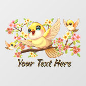 Schattigee en vrolijke vogels tussen de voorjaarsb raamsticker (Vel)