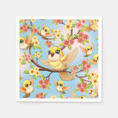 Schattigee en vrolijke vogels tussen de voorjaarsb servet (Voorkant)