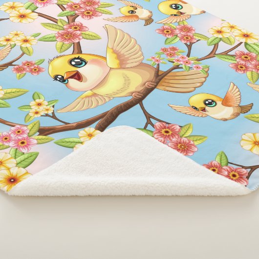 Schattigee en vrolijke vogels tussen de voorjaarsb sherpa deken (3/4)