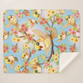 Schattigee en vrolijke vogels tussen de voorjaarsb sherpa deken (Voorkant (horizontaal))