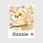 Schattigee en vrolijke vogels tussen de voorjaarsb sticker (Vel)
