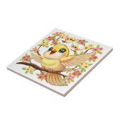 Schattigee en vrolijke vogels tussen de voorjaarsb tegeltje (Zijkant)