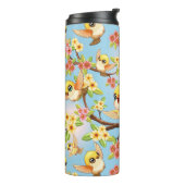 Schattigee en vrolijke vogels tussen de voorjaarsb thermosbeker (Gedraaid links)