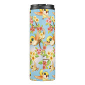 Schattigee en vrolijke vogels tussen de voorjaarsb thermosbeker (Achterkant)