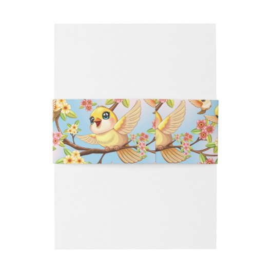 Schattigee en vrolijke vogels tussen de voorjaarsb uitnodigingen wikkel (Achterkant Voorbeeld)