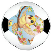 Schattigee en vrolijke vogels tussen de voorjaarsb voetbal (Gedraaid)