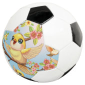 Schattigee en vrolijke vogels tussen de voorjaarsb voetbal (Drie kwart)