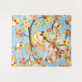 Schattigee en vrolijke vogels tussen de voorjaarsb wandkleed (Voorkant (horizontaal))