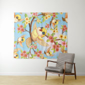 Schattigee en vrolijke vogels tussen de voorjaarsb wandkleed (In Situ (horizontaal))