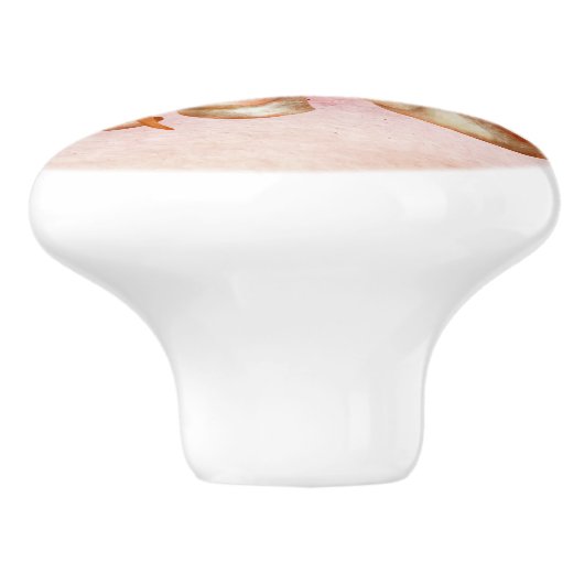 Schattigee en  waterverf zeeschelp in de oceaan keramische knop (Zijkant)