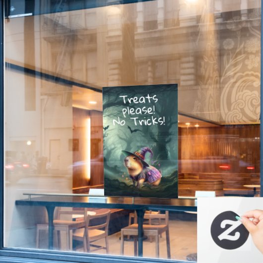 Schattigee en Witchy Halloween Capybara Raamsticker (Cafe Raam)