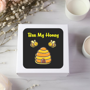 Schattigee en zoete bijen Mijn honing bijenkorf do Vierkante Sticker