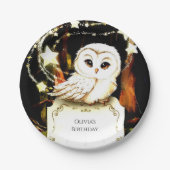 Schattigee Enchanted Owl Birthday Papieren Bordje (Voorkant)