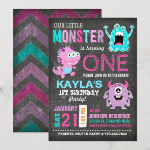 Schattigee enge kleine monsters verjaardag kaart