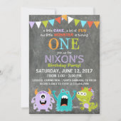 Schattigee enge kleine monsters verjaardag kaart (Voorkant)